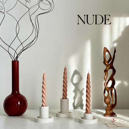 Handmade Twisted Soy Wax Taper Candle: Pastel Dinner Candle