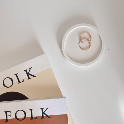 Small Round Jesmonite Trinket Tray: Scandi Home Decor
