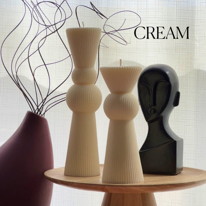 Ensemble de bougies piliers d'échecs en cire de soja | Bougies décoratives côtelées