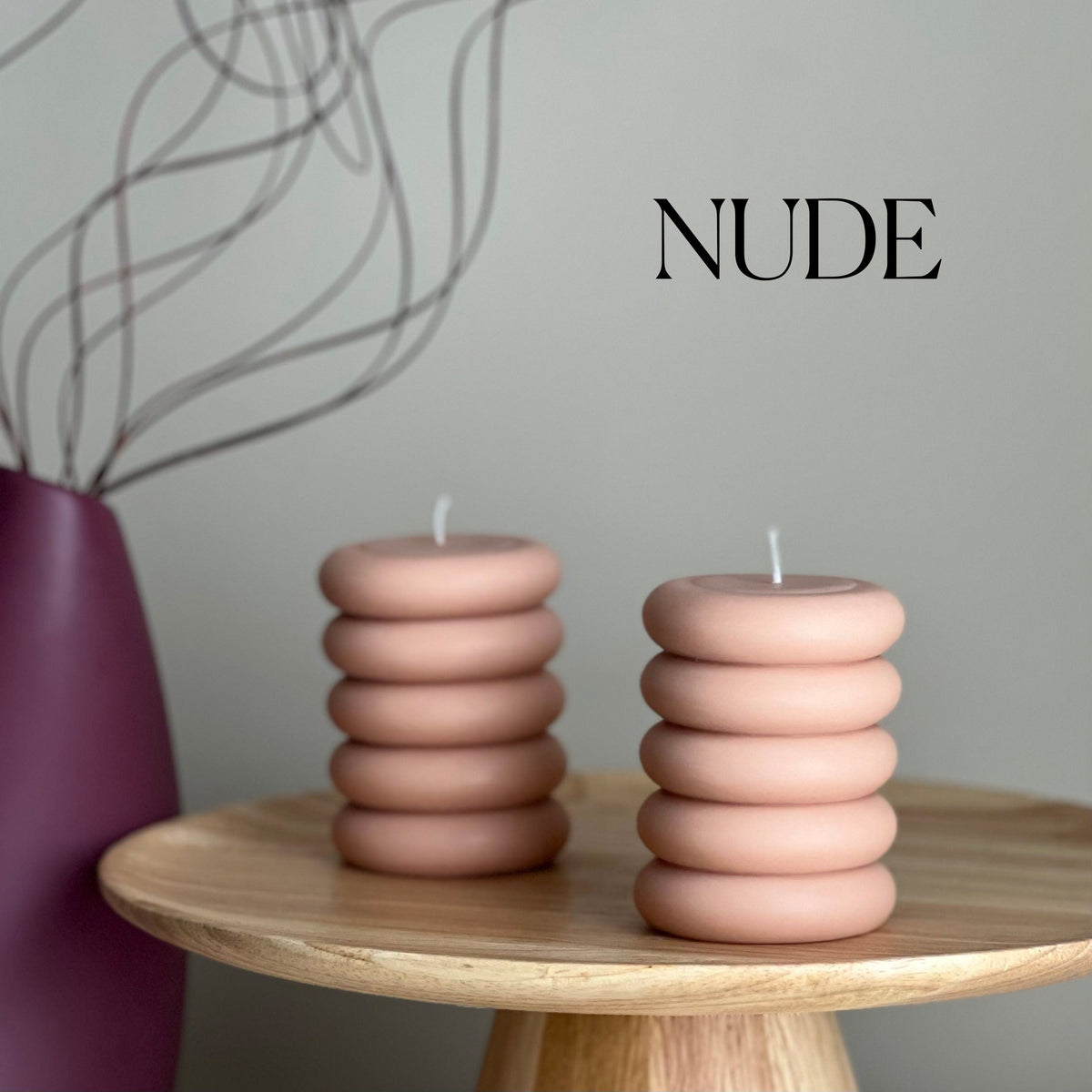 Round Soy Wax Pillar Candle: Wavy Unscented Decorative Candle
