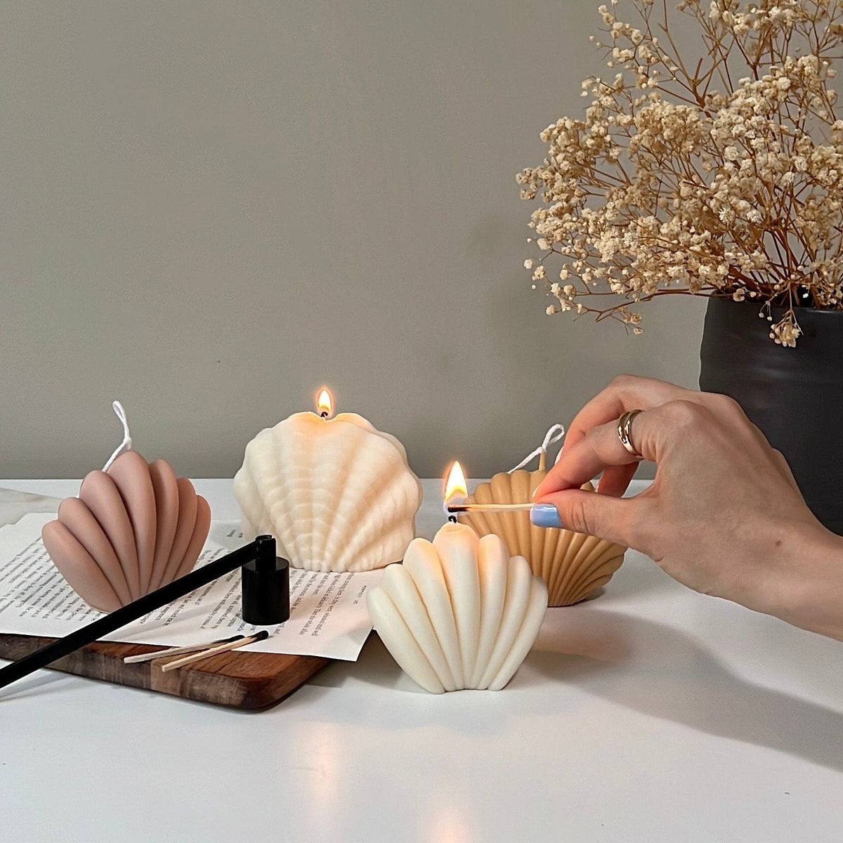 Large Soy Wax Clam Shell Candle | Home Decor
