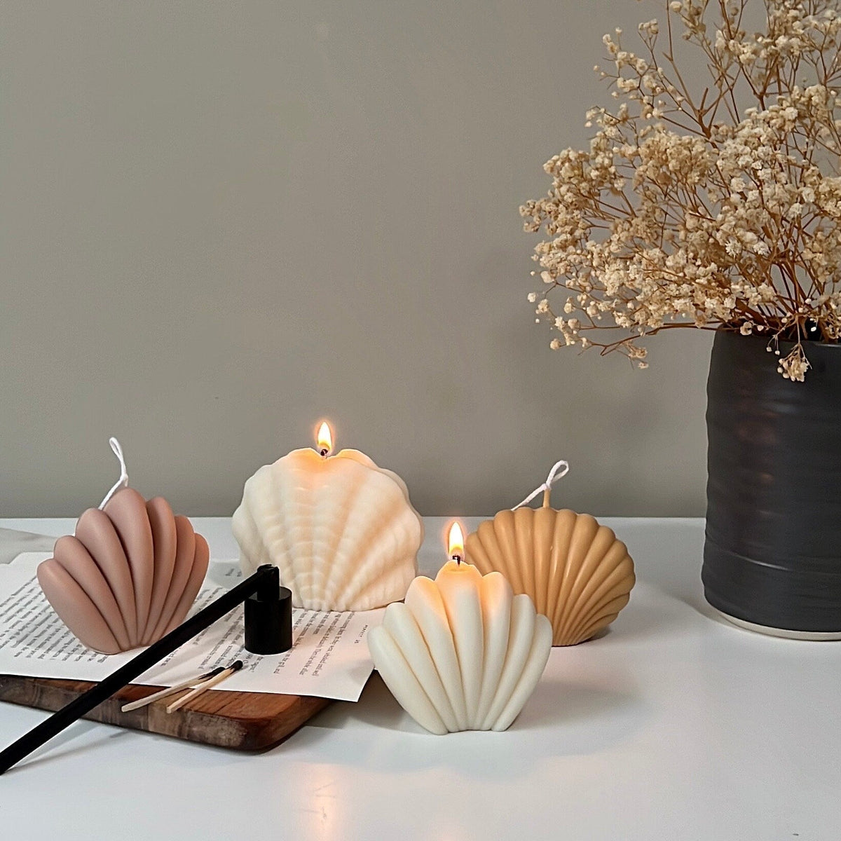 Shell Candle Set | Decorative Soy Wax, Home Decor