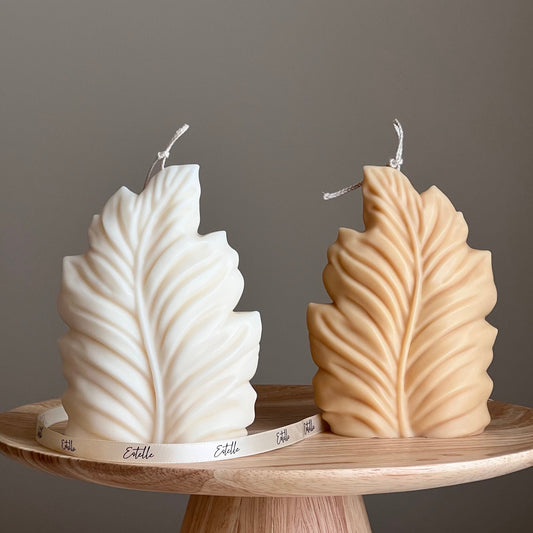 Bougie de Soja Pilier Feuille Faite Main | Décoration d'Intérieur