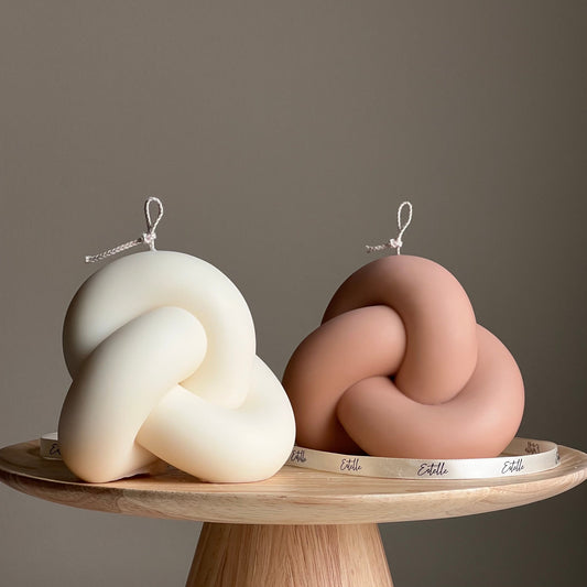 Grande bougie nœud : Bougie en corde de cire de soja faite à la main, Décor minimaliste