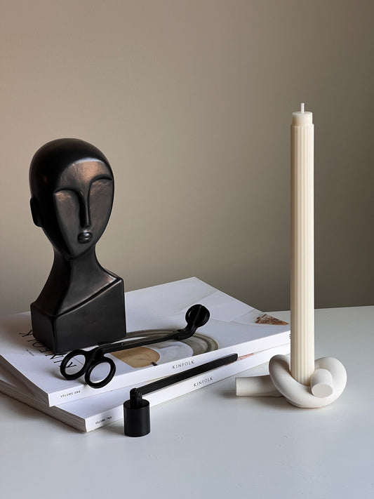 Bougeoir en jésmonite nœud : Décoration de mariage minimaliste