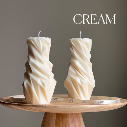 Diamond Soy Pillar Candle: Sculptural Home Decor