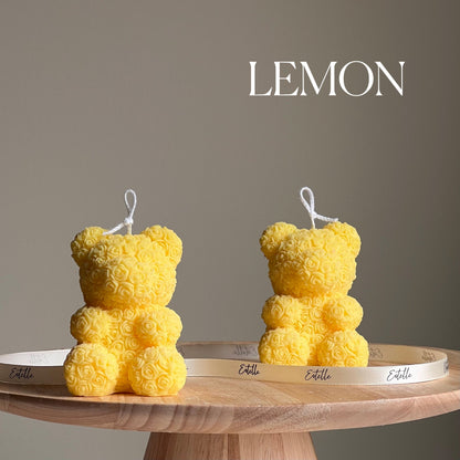 Rose Teddy Bear Candle: Hand Poured Soy Wax Blend Home Decor