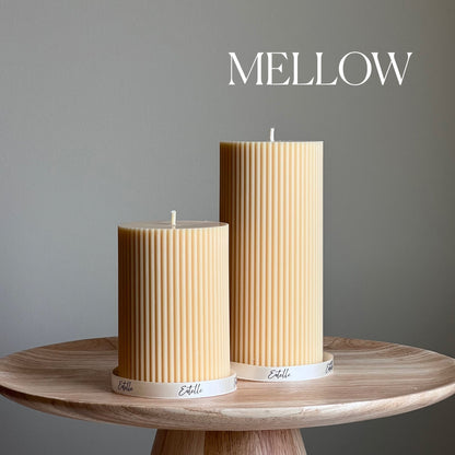 Soy Wax Ribbed Pillar Candle Set | Unscented, Decorative