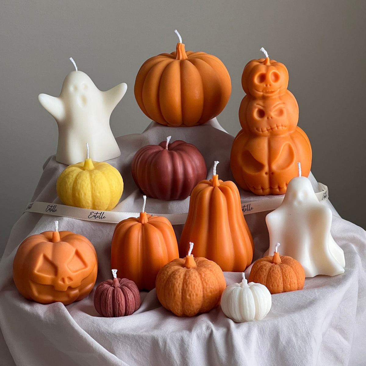 Handmade Autumn Pumpkin Soy Wax Candle Set: Spooky Home Decor