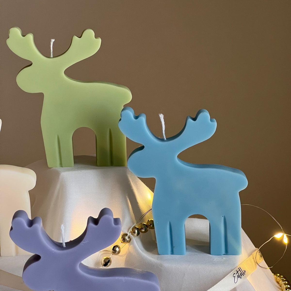 Bougie en Soja Rennes Faite Main : Cadeau Décoration de Noël