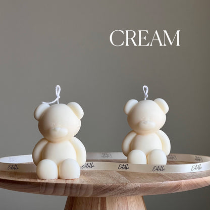 Small Teddy Bear Candle: Sculptural Soy Wax, Custom Scent