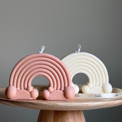 Bougie arc-en-ciel nuage en cire de soja : Cadeau de décoration de chambre d'enfant fait main