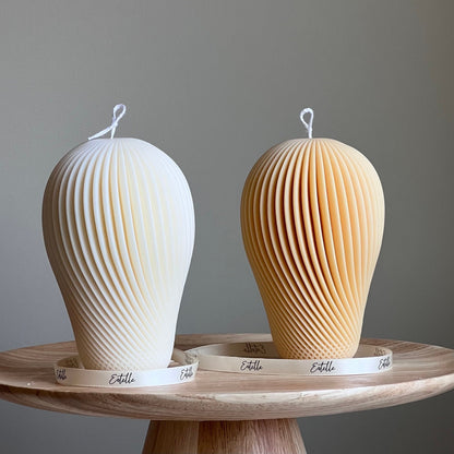 Spiral Soy Wax Candle: Hand-Poured Sculptural Pillar Candle