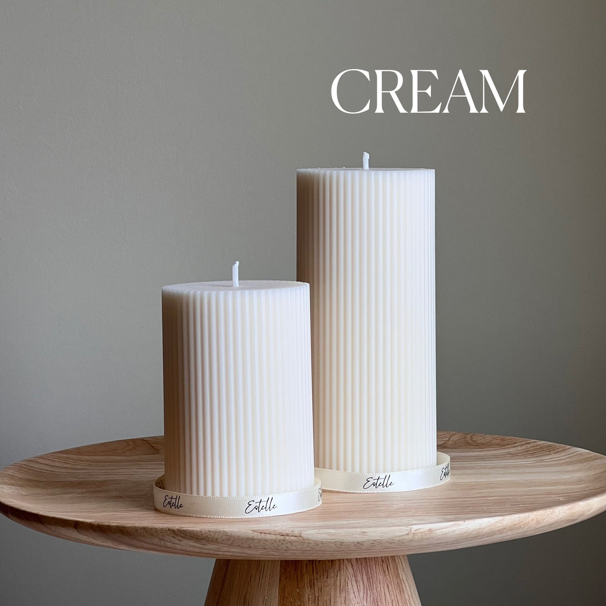 Soy Wax Ribbed Pillar Candle Set | Unscented, Decorative