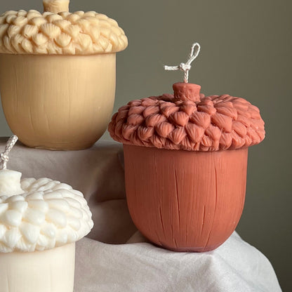 Large Autumn Acorn Soy Wax Candle | Sculptural Fall Decor