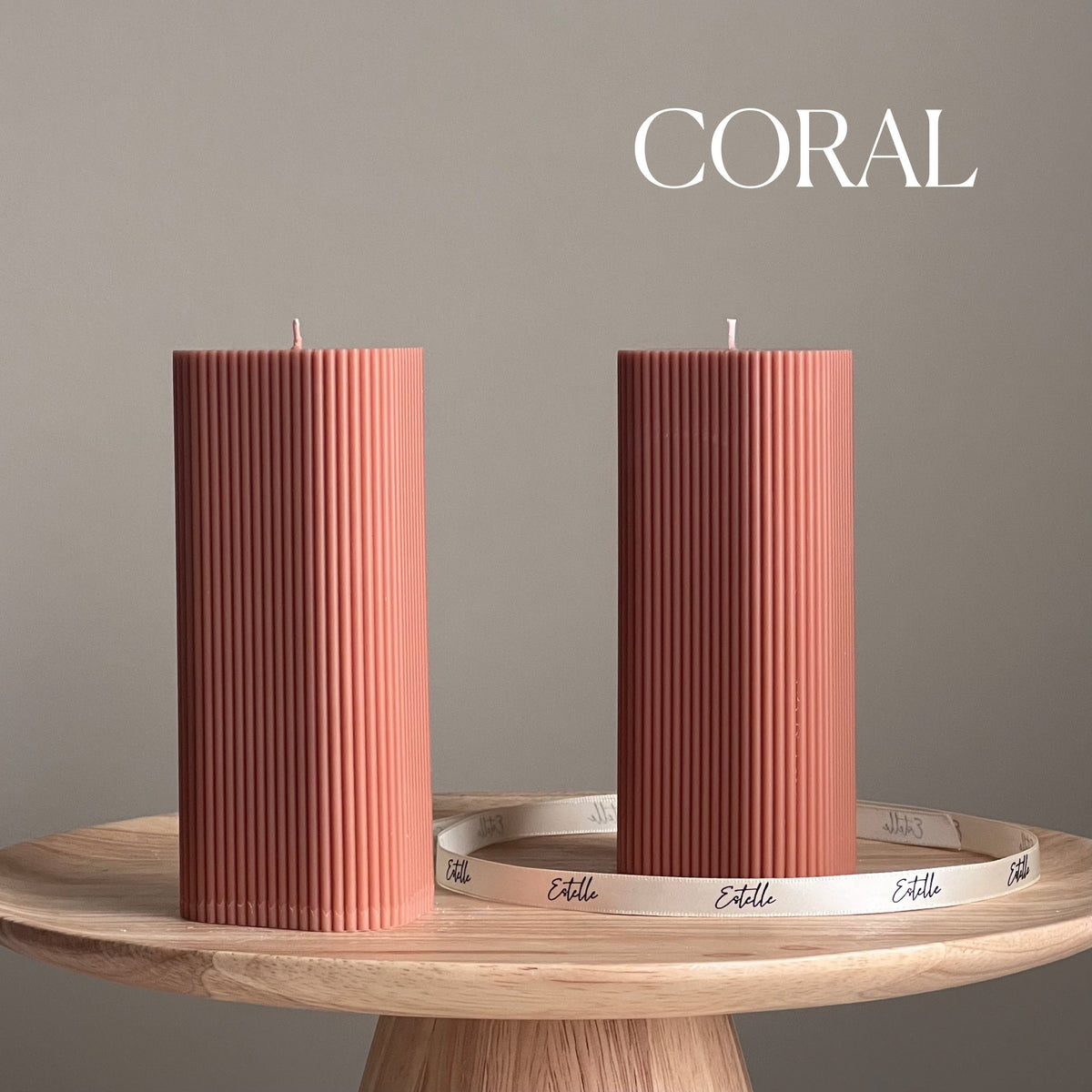Bougie en cire de soja pilier côtelée | Décoration d'intérieur faite main