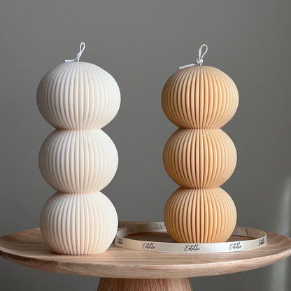 Bougie en cire de soja côtelée faite à la main | Décoration intérieure
