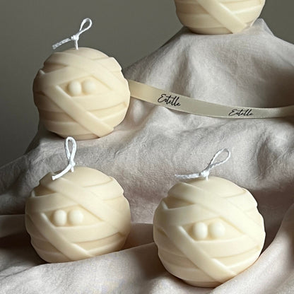 Handmade Halloween Mummy Candle | Sculptural Soy Wax Candle