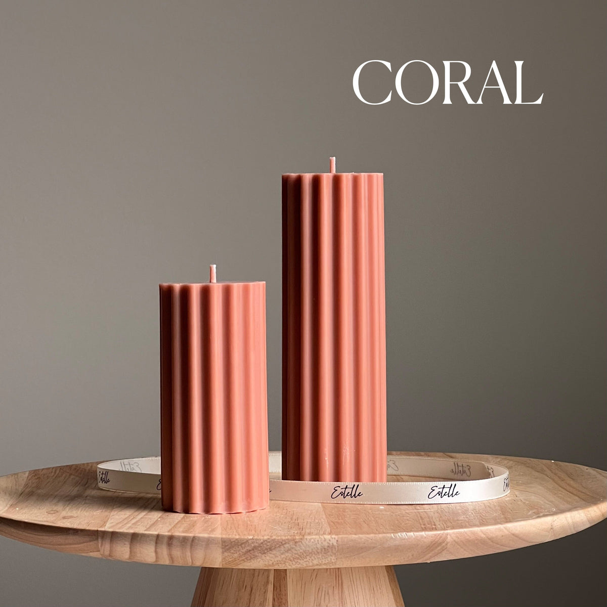 Bougie pilier en cire de soja côtelée | Bougie décorative faite à la main