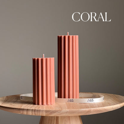 Bougie pilier en cire de soja côtelée | Bougie décorative faite à la main