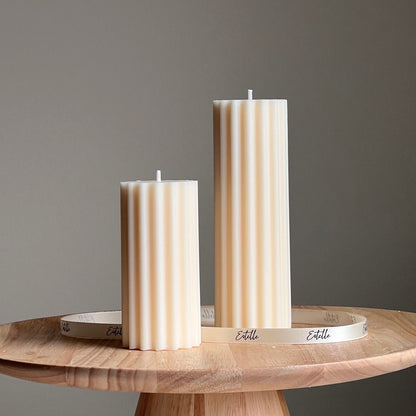 Bougie pilier en cire de soja côtelée | Bougie décorative faite à la main