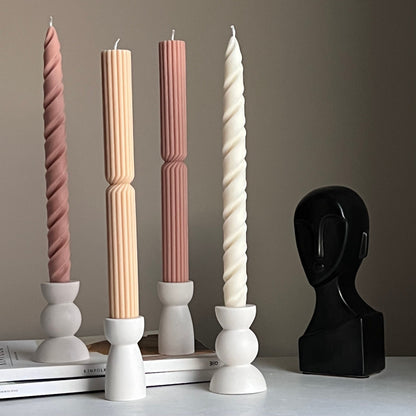 Handmade Jesmonite Hourglass Candlestick Holder: Minimalist Wedding Decor