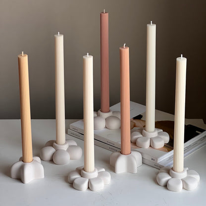 Jesmonite Flower Candlestick Holder: Handmade Table Decor