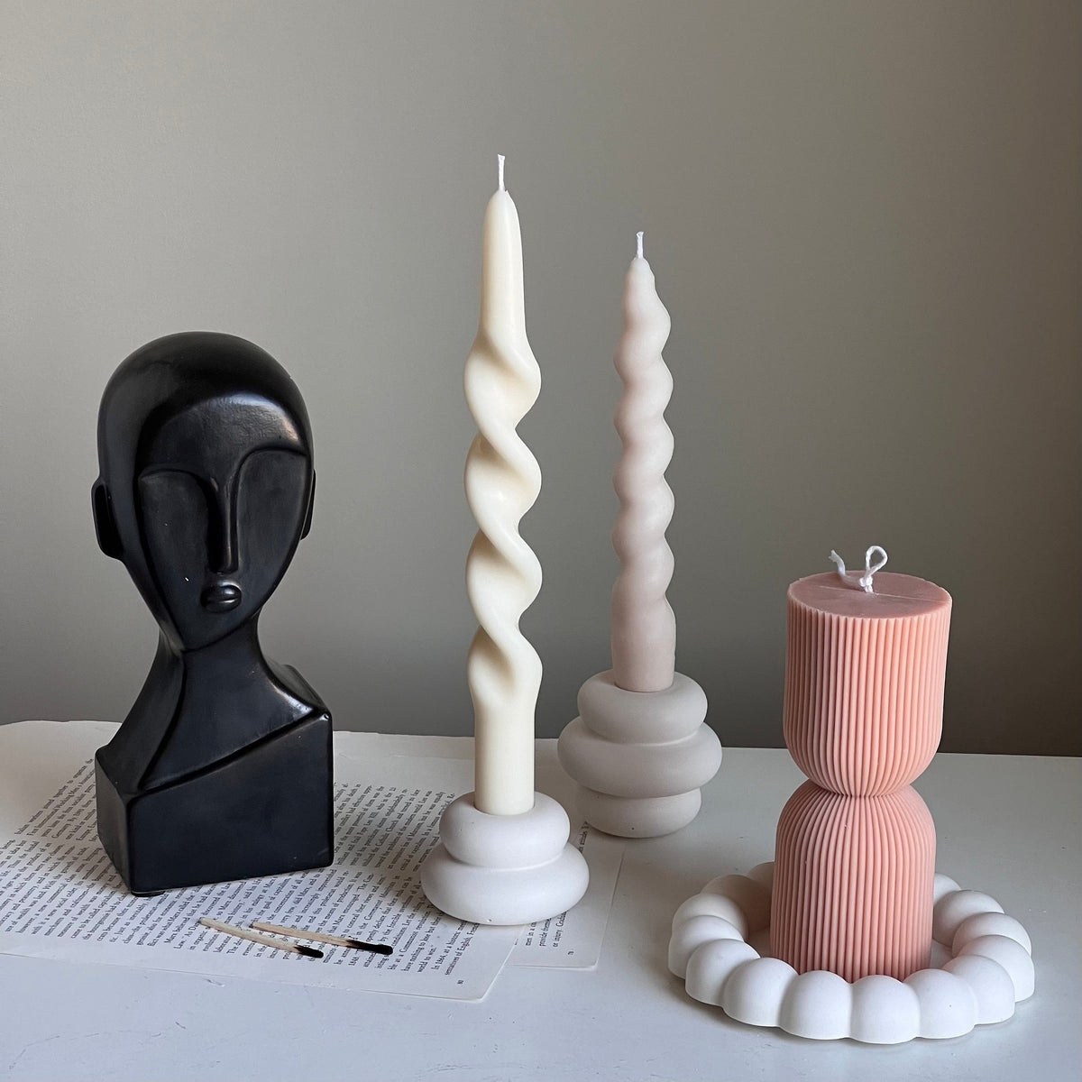 Twisted Taper Candle: Handmade Soy Wax Dinner Candle