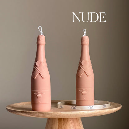 Champagne Bottle Candle: Decorative Soy Pillar Candle