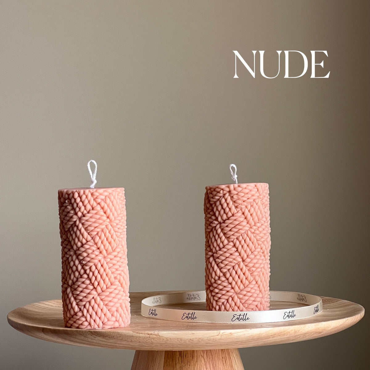 Knitted Soy Pillar Candle | Sculptural Home Decor