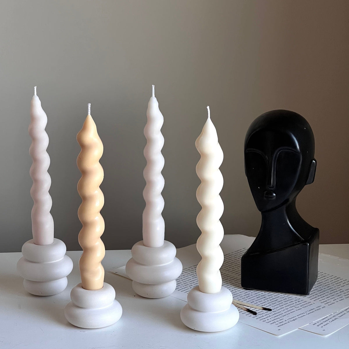 Thick Twisted Soy Wax Taper Candle | Romantic Dinner Candles