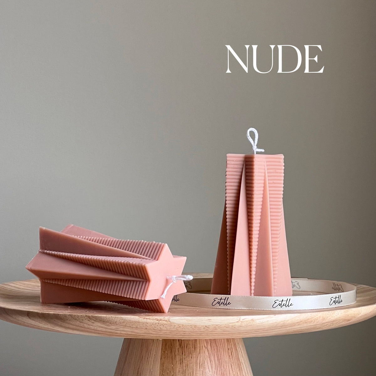 Ribbed Star Soy Pillar Candle: Minimalist Home Decor