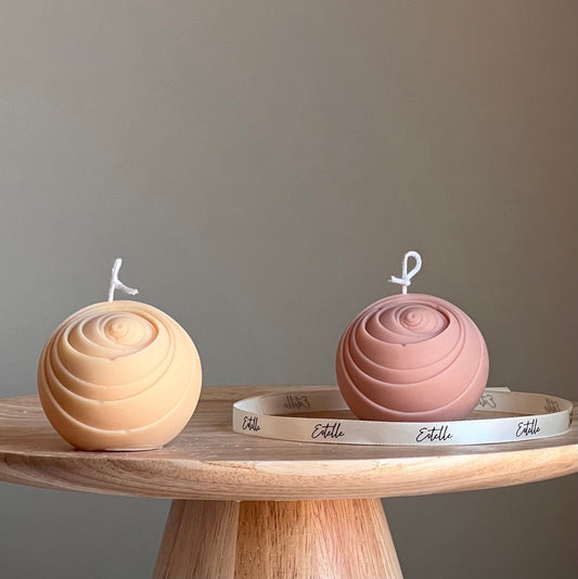 Lined Ball Soy Candle: Sculptural Home Decor