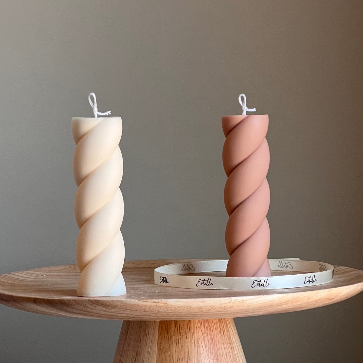 Swirl Soy Pillar Candle: Sculptural Home Decor