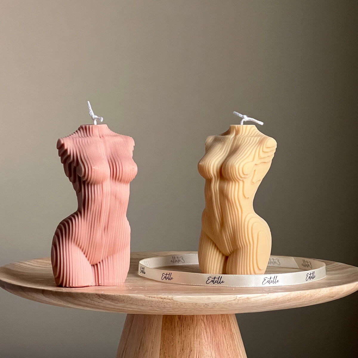 Geometric Woman Torso Candle: Handmade Vegan Soy Wax Sculpture