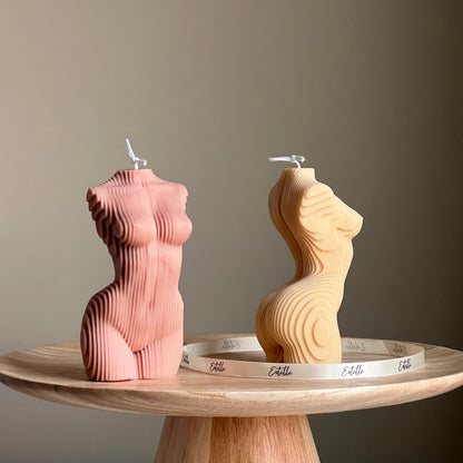 Geometric Woman Torso Candle: Handmade Vegan Soy Wax Sculpture
