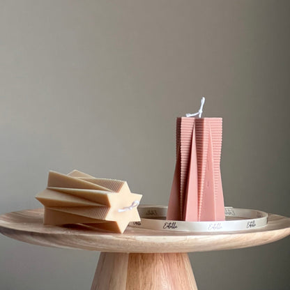 Ribbed Star Soy Pillar Candle: Minimalist Home Decor