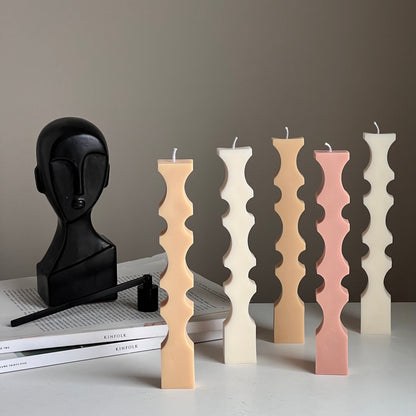 Greko Geometric Soy Wax Candle: Decorative Column Pillar Candle
