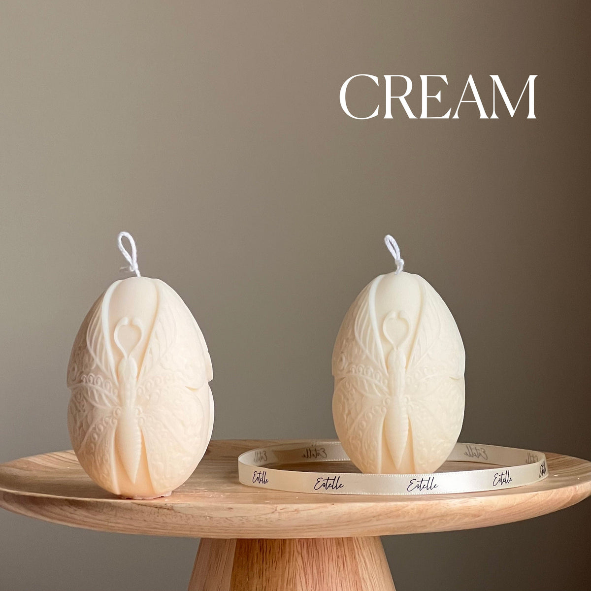 Handmade Easter Egg Candle: Butterfly Design, Spring Decor