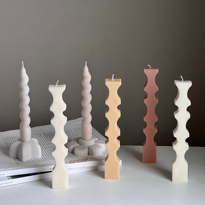 Greko Geometric Soy Wax Candle: Decorative Column Pillar Candle