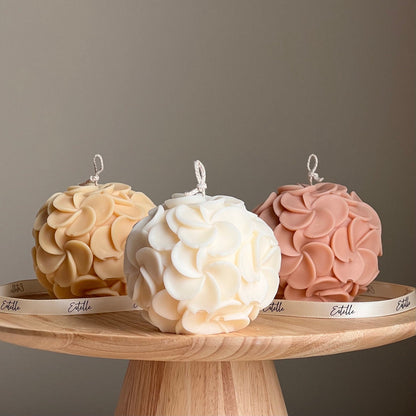 Handmade Plumeria Flower Ball Candle: Soy Wax Decorative Candle