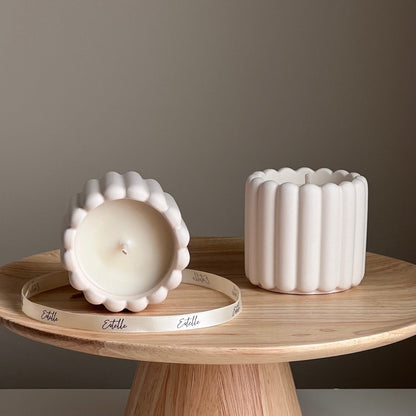 Ribbed Jesmonite Jar Soy Candle: Handmade Scented Container Candle