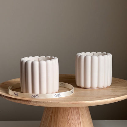 Ribbed Jesmonite Jar Soy Candle: Handmade Scented Container Candle