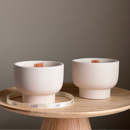Bougie Vase en Jesmonite : Cire de Soja Mèche en Bois, Bougie Contenant Faite Main