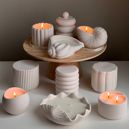 Clam Shell Soy Wax Candle in Jesmonite Vessel: Handmade Scented Candle