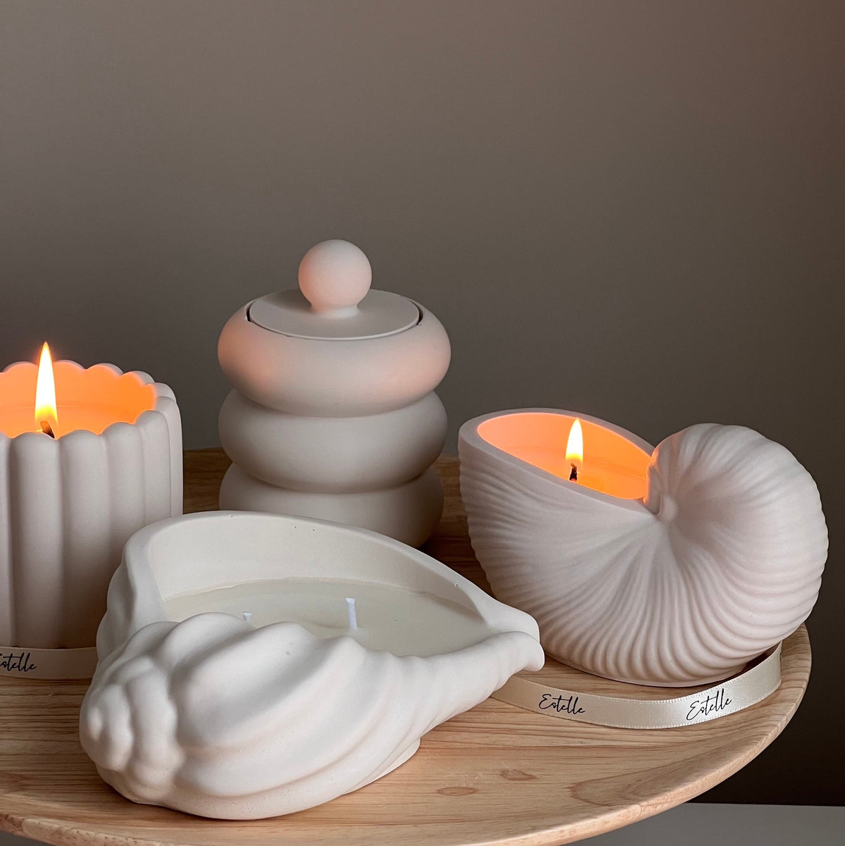 Conch Shell Soy Wax Candle | Jesmonite Vessel, Handmade