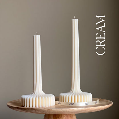 Elegant Soy Vase Candle: Sculptural Striped Column Candle