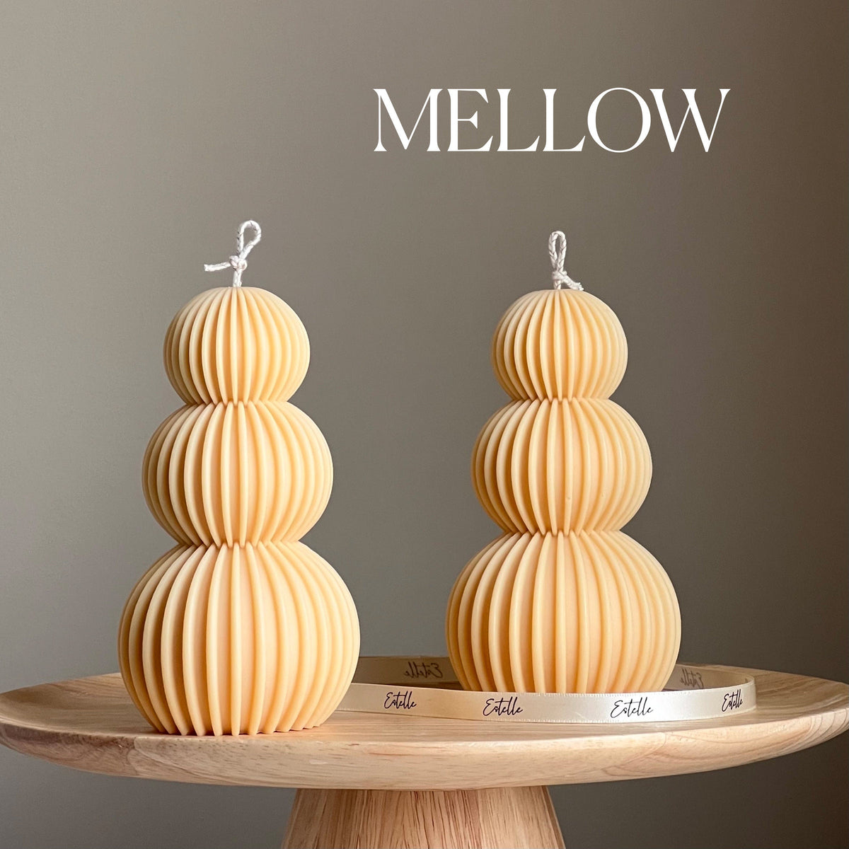 Ribbed Wavy Soy Pillar Candle | Sculptural Home Decor