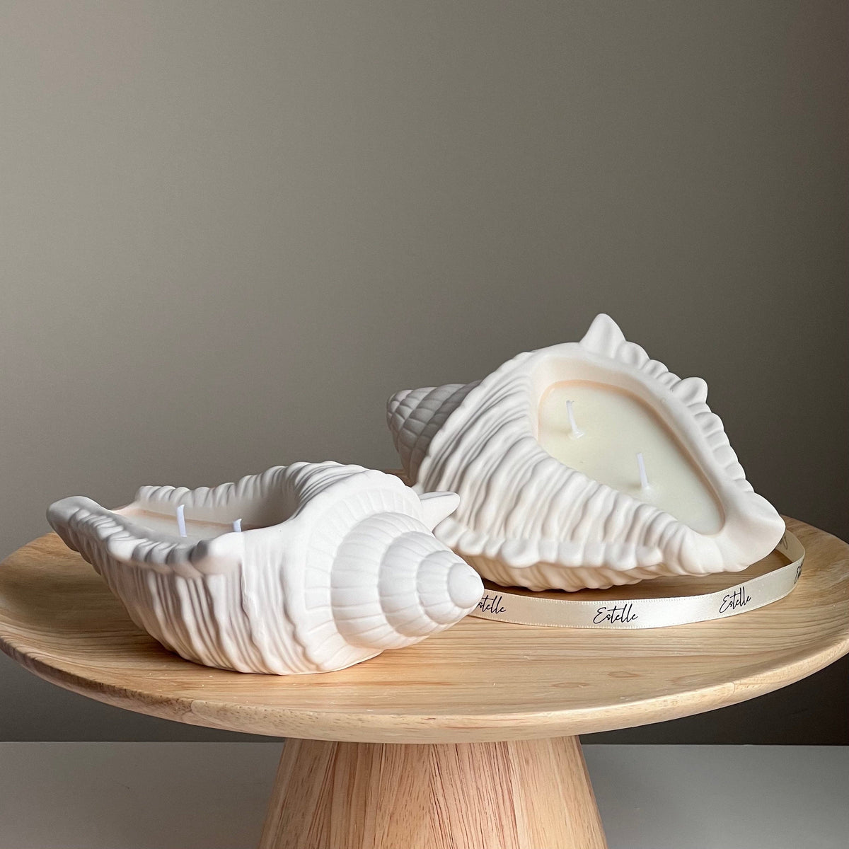 Conch Shell Soy Wax Candle | Jesmonite Container, Handmade