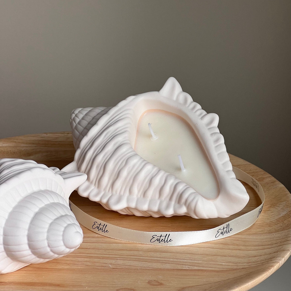 Conch Shell Soy Wax Candle | Jesmonite Container, Handmade